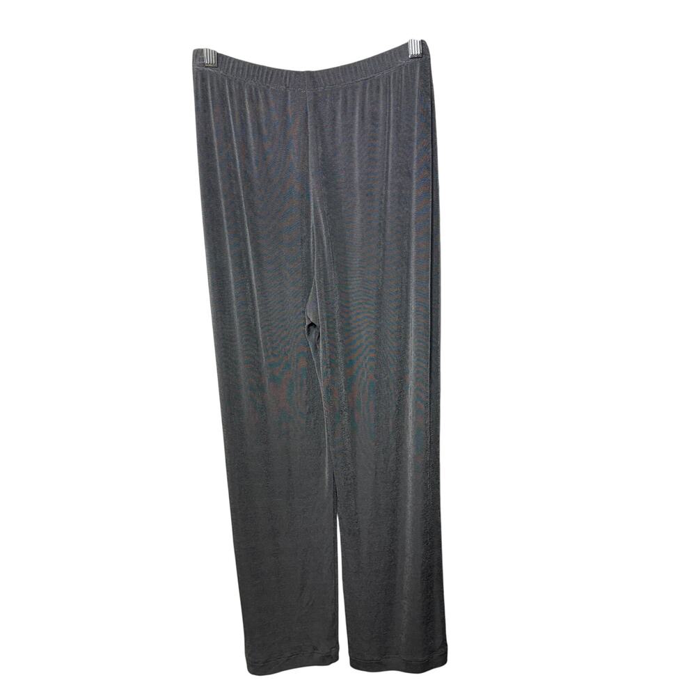 Chico's Travelers Pants Silver Gray Slinky Knit Pull On Comfy Casual Office S/M